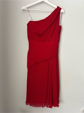 Tadashi Shoji One-Shoulder Pleated Cocktail Dress